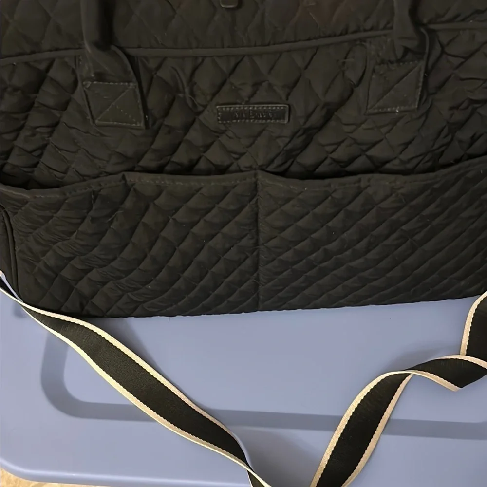 Vera Bradley black Quilted travel bag or weekend duffle -excellent shape.